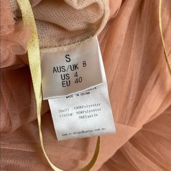 BRONX AND BANCO Anna Tiered Tulle Strapless Pink Maxi Dress Size Small - Picture 14 of 15